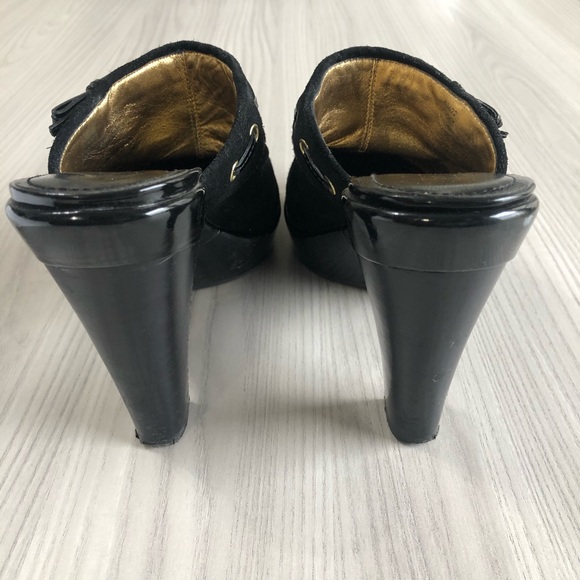 COACH Jodey Signature black suede Leather clogs size 8 1/2 - Picture 4 of 8